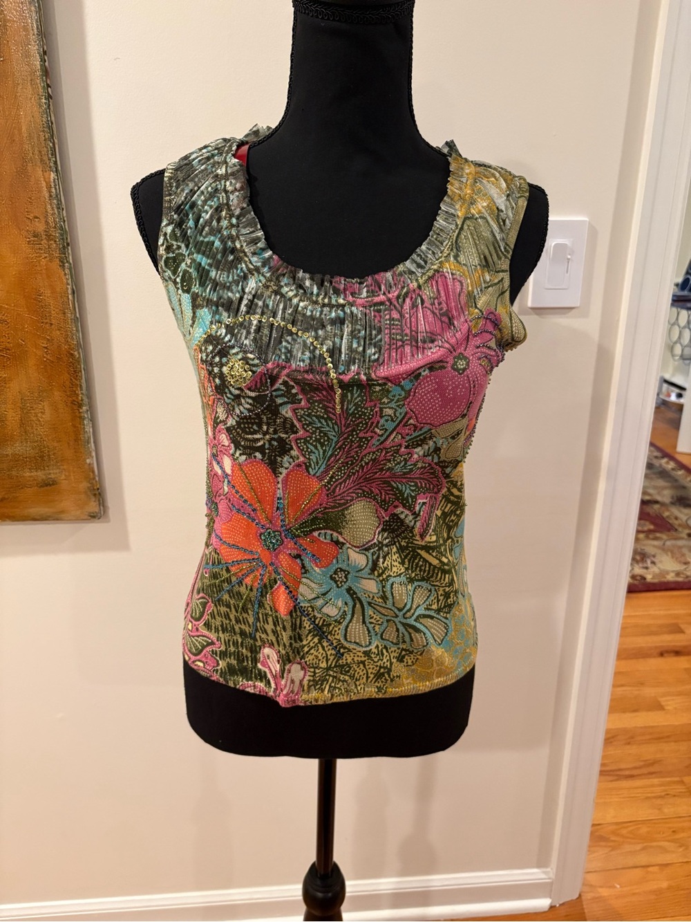 Kenzie Multicolor Floral Scoop-Neck Tank Top